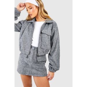 Jupe Mini À Détails De Poches Texturées - Gris - 40, Gris