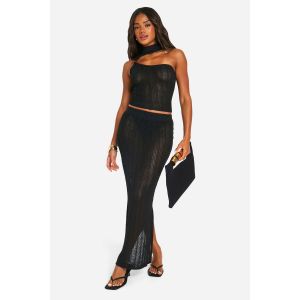 Ensemble Top À Détail Découpé En Perles Et Jupe Maxi - Noir - 38, Noir