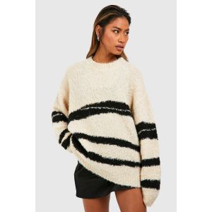 Pull Oversize En Boucle Zébrée - Blanc Écru - S, Blanc Écru