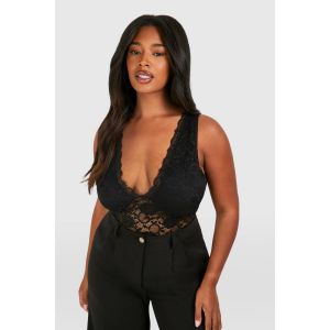 Grande Taille - Body À Décolleté Plongeant - Noir - 28, Noir