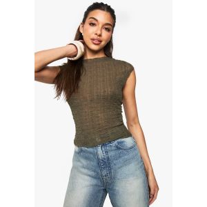 Haut Texturé À Manches Cap - Vert Kaki - 42, Vert Kaki