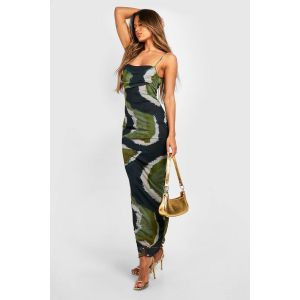 Robe Nuisette Maxi En Mesh À Imprimé Tie-Dye - Vert Olive - 44, Vert Olive