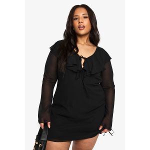 "Plus" Robe Trapèze À Volants En Tissé - Noir - 52, Noir