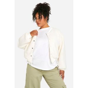 "Plus" Boucle Bomber Jacket - Blanc - 52, Blanc