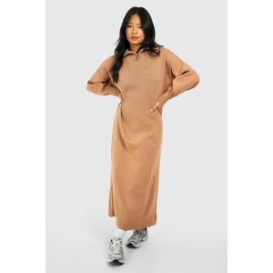 "Petite" Robe Pull Midi À Demi-Zip - Blanc Cassé - S/M, Blanc Cassé