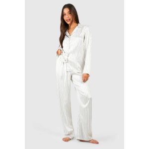 Ensemble Pyjama Chemise À Manches Longues Et Pantalon À Fines Rayures - Blanc Cassé - 40, Blanc Cassé