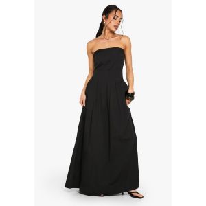 Robe Maxi Bandeau En Popeline De Coton - Noir - 40, Noir