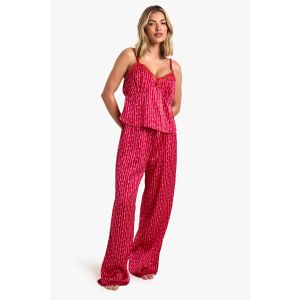 Ensemble Pyjama Camisole Et Pantalon À Imprimé De Petits Cœurs - Rouge - 40, Rouge