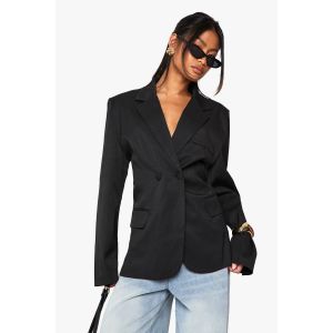 Blazer Enveloppant À Taille Cintrée Sur Mesure - Noir - 40, Noir
