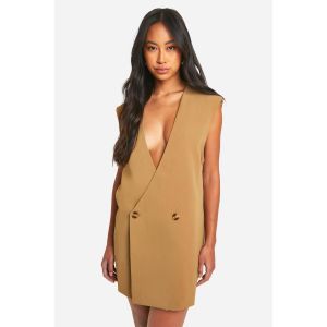 Sleeveless Oversized Blazer Dress - Marron Camel - 42, Marron Camel