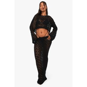 Jupe Maxi De Plage En Crochet - Noir - M, Noir