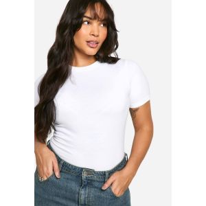 Boohoo Basics "Plus" T-Shirt Ajusté À Col Rond En Coton - Blanc - 50, Blanc
