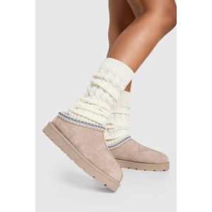 boohoo Femmes Mules Cosy Brodees | Moka | Taille: 37