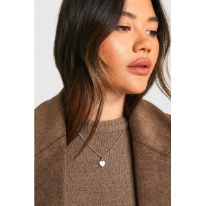 Collier Cœur En Émail Blanc - Gris - Argent - One Size, Gris - Argent