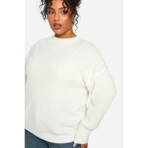 Pull En Maille Douce Oversize Pour Grandes Tailles - Blanc Écru - 44-46, Blanc Écru