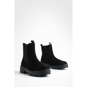 Bottes Chelsea Chunky À Double Détail En Faux Suède - Noir - 37, Noir