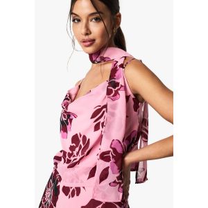 Haut Camisole Tissé À Imprimé Floral À Col Cagoule - Rose - 44, Rose