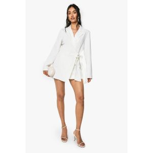 Robe Blazer Ajustée À Drapé Enveloppant - Blanc Ivoire - 34, Blanc Ivoire