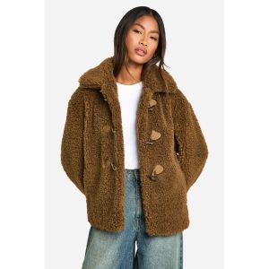 Toggle Detail Manteau Teddy En Synthétique - Marron Chamois - 38, Marron Chamois