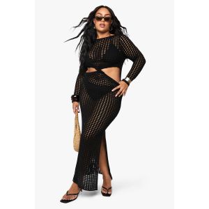 "Plus" Robe Maxi "Plus" En Maille Avec Détail Torsadé De Plage - Noir - 54, Noir