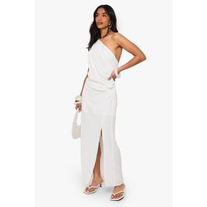 "Petite" Robe Maxi Dos À Bretelles Drapées Effet Lin - Blanc - 42, Blanc