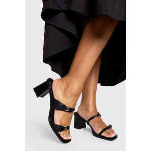 Mules À Talon Avec Double Bride À Boucle - Noir - 38, Noir
