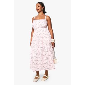 Robe Midi Skater En Bengaline Florale Taille "Plus" - Nude/Coquille D'Œuf - 56, Nude/Coquille D'Œuf