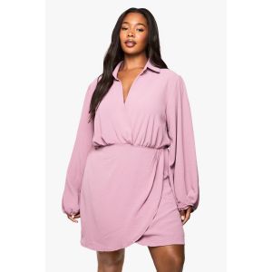 Robe Portefeuille Courte Grande Taille - Mauve - 50, Mauve