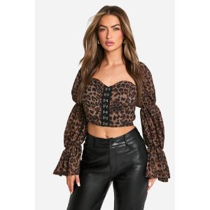 Haut Corset Laitière À Imprimé Léopard Avec Fermeture À Crochets Et Œillets - Leopard - 36, Leopard