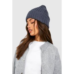Beanie En Maille Côtelée Épaisse - Gris Anthracite - One Size, Gris Anthracite