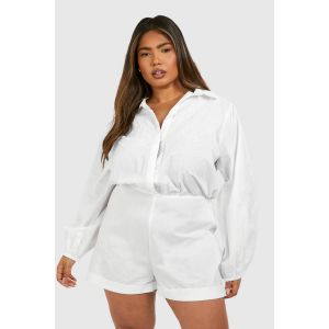 "Plus" Combinaison À Manches Longues Avec Détails De Broderie Tissée - Blanc - 54, Blanc