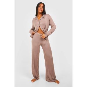 Pantalon Large En Jersey - Marron Moka - 40, Marron Moka