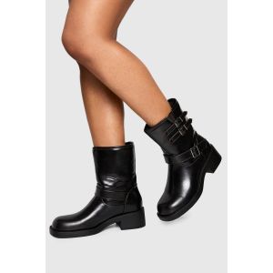 Bottes De Motard Au Détail De Boucle Style Vintage - Marron - 36, Marron