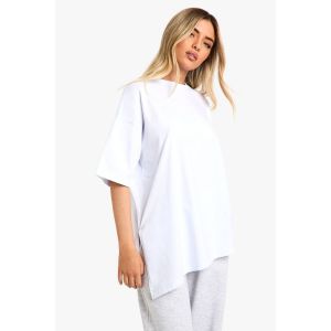 T-Shirt Oversize À Ourlet Asymétrique - Blanc - 34, Blanc