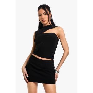 Top À Double Couche En Tissu Fluide Avec Découpes Sur L'Épaule - Noir - 42, Noir