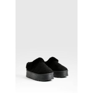 Mules Cosy À Plateforme Doublées De Fourrure - Noir - 40, Noir