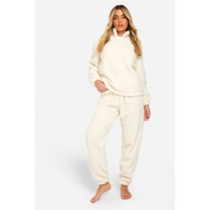Boucle Fleece Zip Sweat And Jogger Set - Blanc Cassé - 34, Blanc Cassé