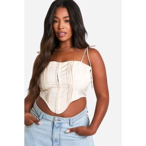 "Plus" Seam Detail Corset Top - Blanc Écru - 46, Blanc Écru