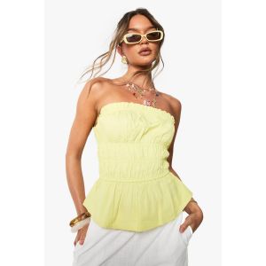 Bandeau Froncé En Popeline De Coton - Citron Vert - 34, Citron Vert