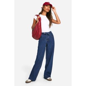 Boohoo Basics Jean Décontracté À Jambes Larges - Bleu Indigo - 12/30L, Bleu Indigo