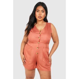 Combinaison Boutonnée Sur Mesure Tissée "Plus" - Orange Terracotta - 54, Orange Terracotta