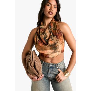 Tie Dye Tissé Crop Top Halterneck - Orange Rouille - 42, Orange Rouille
