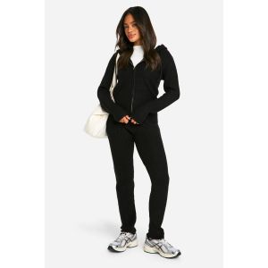 Survêtement En Maille Fine Et Douce À Capuche Zippée Tricotée - Noir - S, Noir