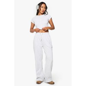 Ensemble Haut Court Côtelé À Zip À Manches Courtes Et Joggeur Coupe Droite - Gris - Xl, Gris