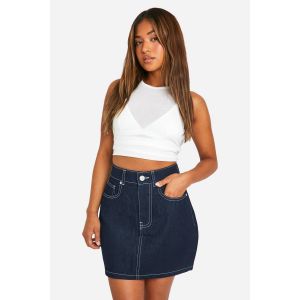 "Petite" Jupe Mini En Denim Indigo - Bleu Indigo - 44, Bleu Indigo