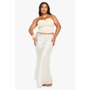 Jupe Maxi En Satin À Cordon De Serrage Pour Grandes Tailles - Champagne - 46, Champagne