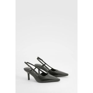 Wide Fit Slingback Court Shoes - Noir - 37, Noir