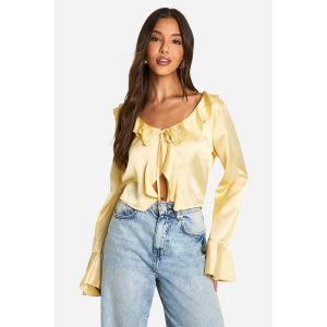 Blouse En Satin À Volants Et Nœud À L'Avant - Butter - 42, Butter