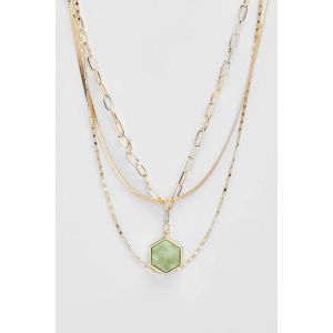 Green Stone Drop Chain Necklace - Jaune Or - One Size, Jaune Or