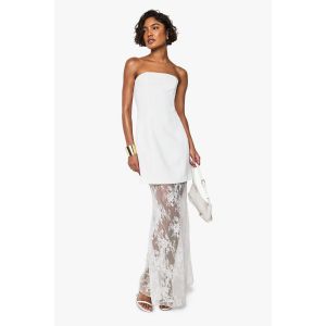 Robe Maxi 2 En 1 En Dentelle, Ajustée Et Évasée Pour Grande Taille - Blanc - 44, Blanc